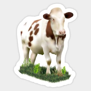 Cow In A Patch Of Grass Sticker